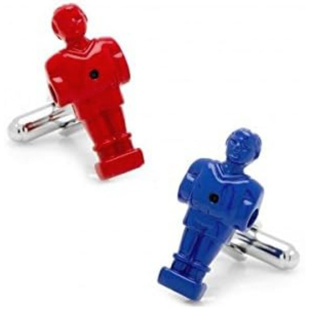 Foosball Soccer Table Player Cufflinks Red & Blue Gift Box NIB